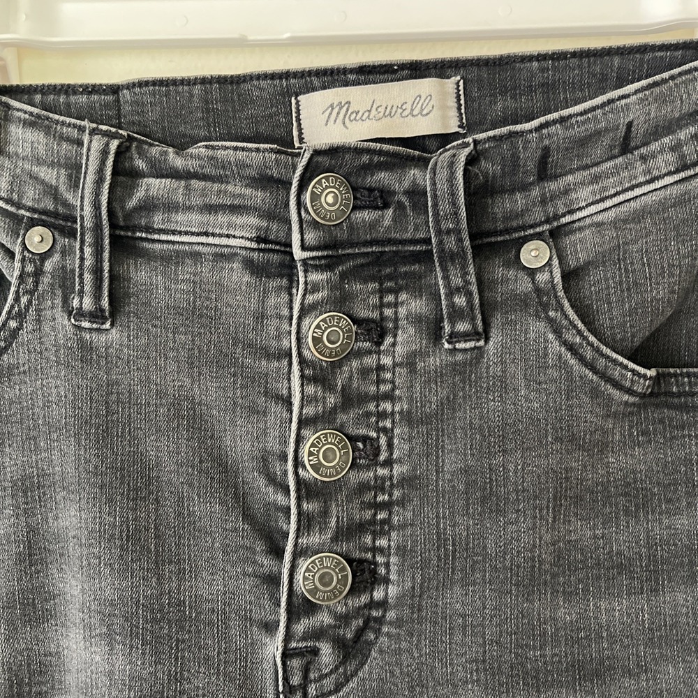 Madewell Cali‎ Demi-Boot Jeans Frayed Hem Denim Black Wash Womens Size 29